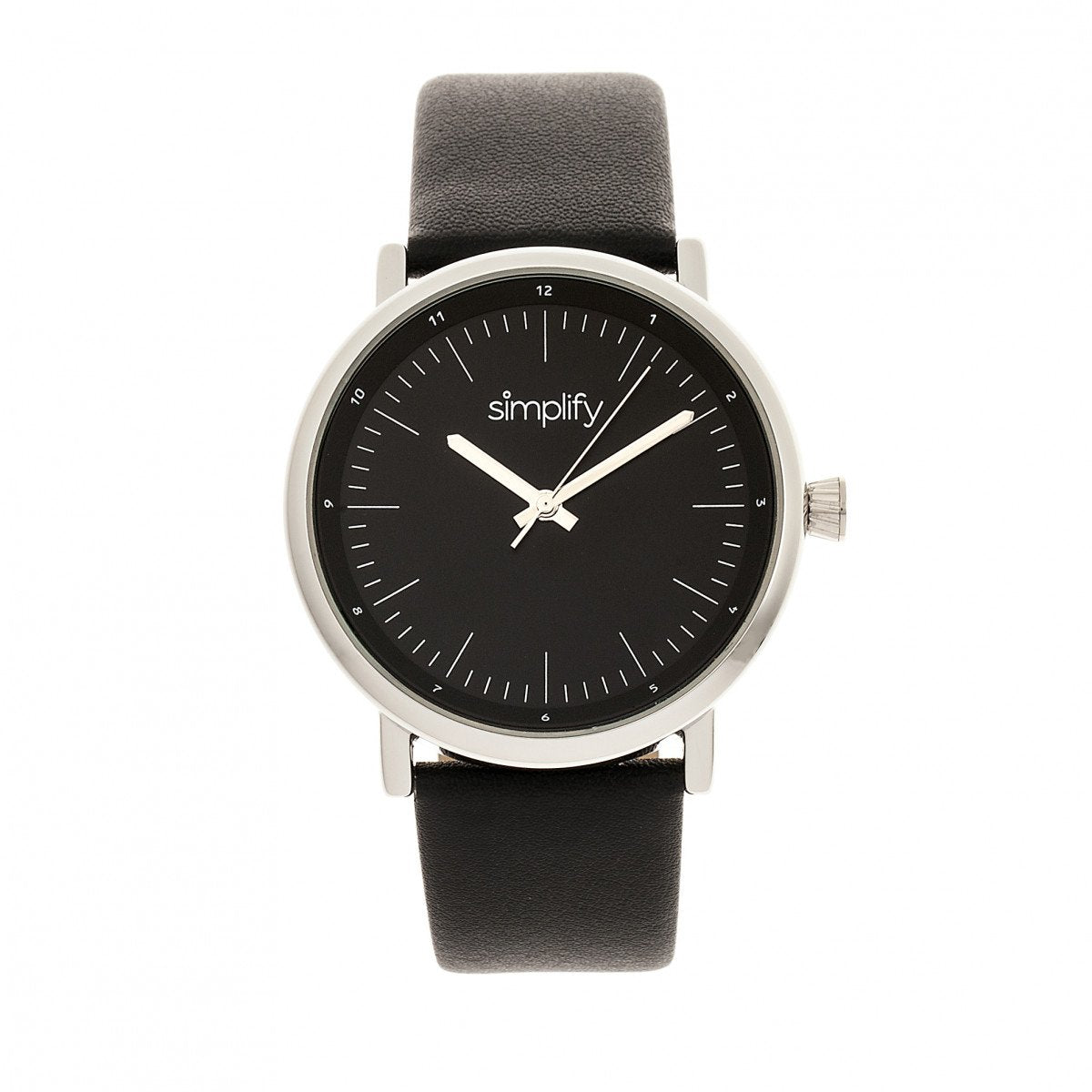 Simplify The 6200 Leather-Strap Watch - Black/Silver - SIM6202