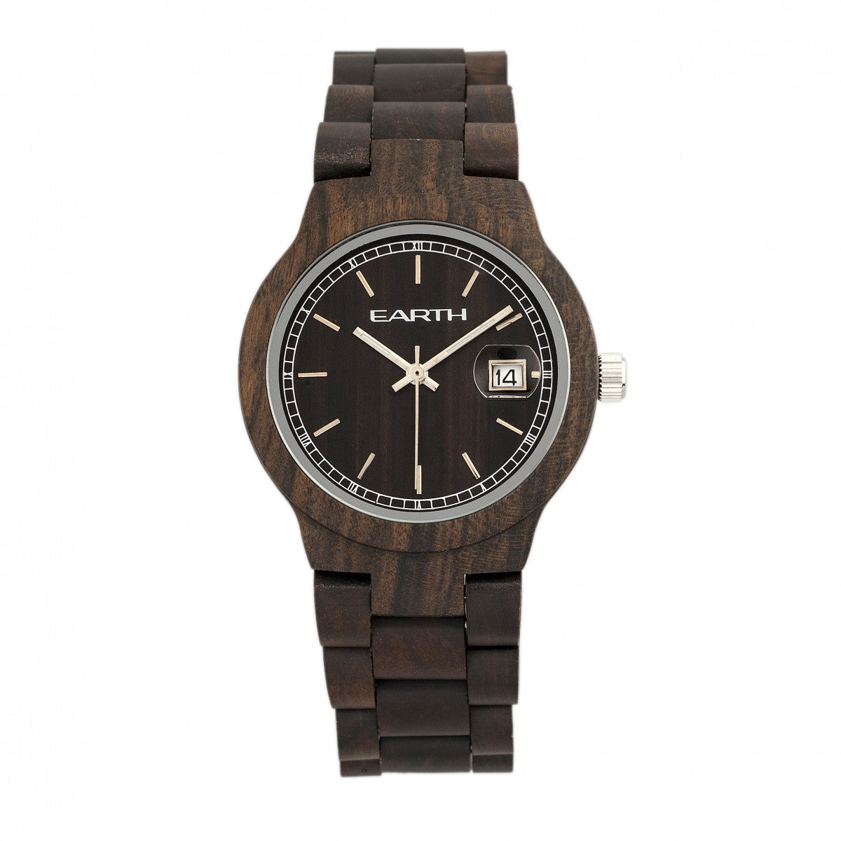 Earth Wood Biscayne Bracelet Watch w/Date - Dark Brown - ETHEW4202