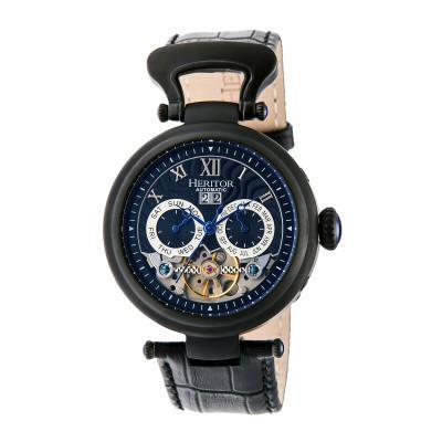 Heritor Automatic Ganzi Semi-Skeleton Leather-Band Watch - Ruumur