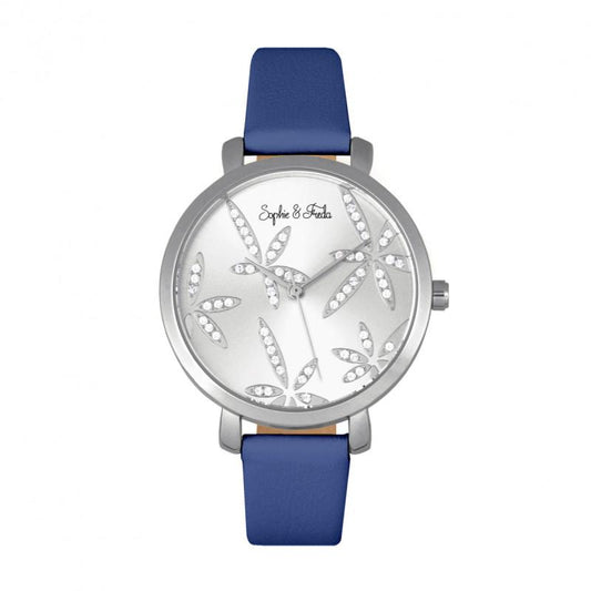 Sophie & Freda Key West Leather-Band Watch w//Swarovski Crystals - Ruumur