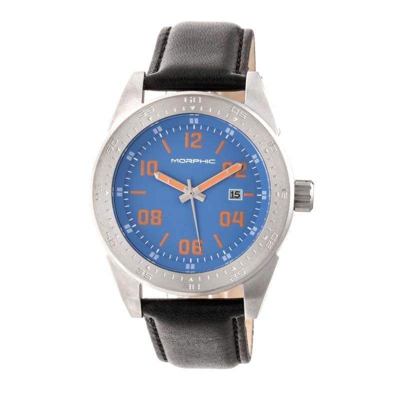 Morphic M63 Series Leather-Band Watch w/Date