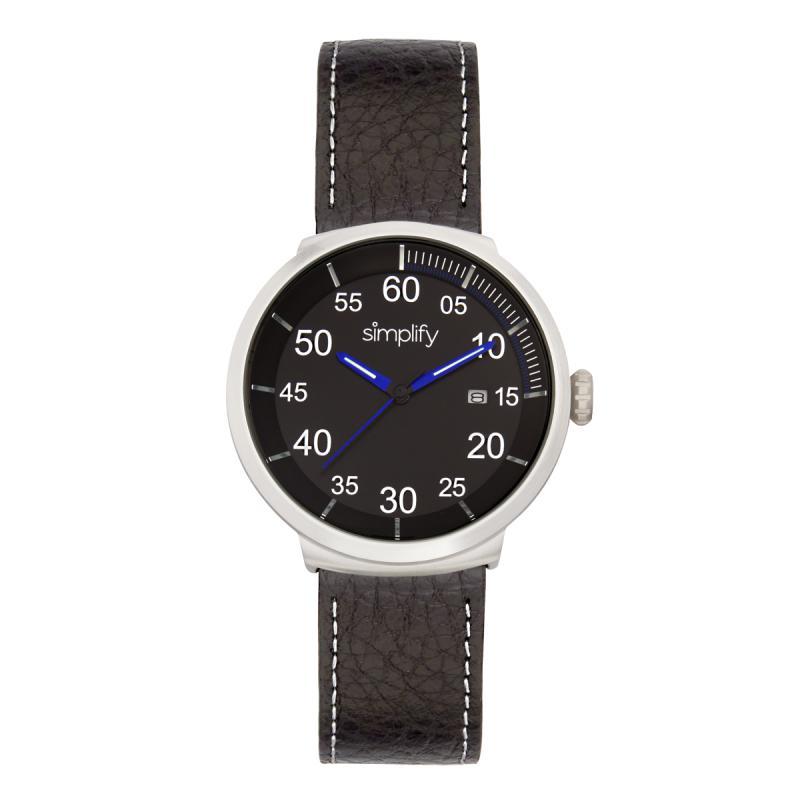 Simplify The 7100 Leather-Band Watch w/Date