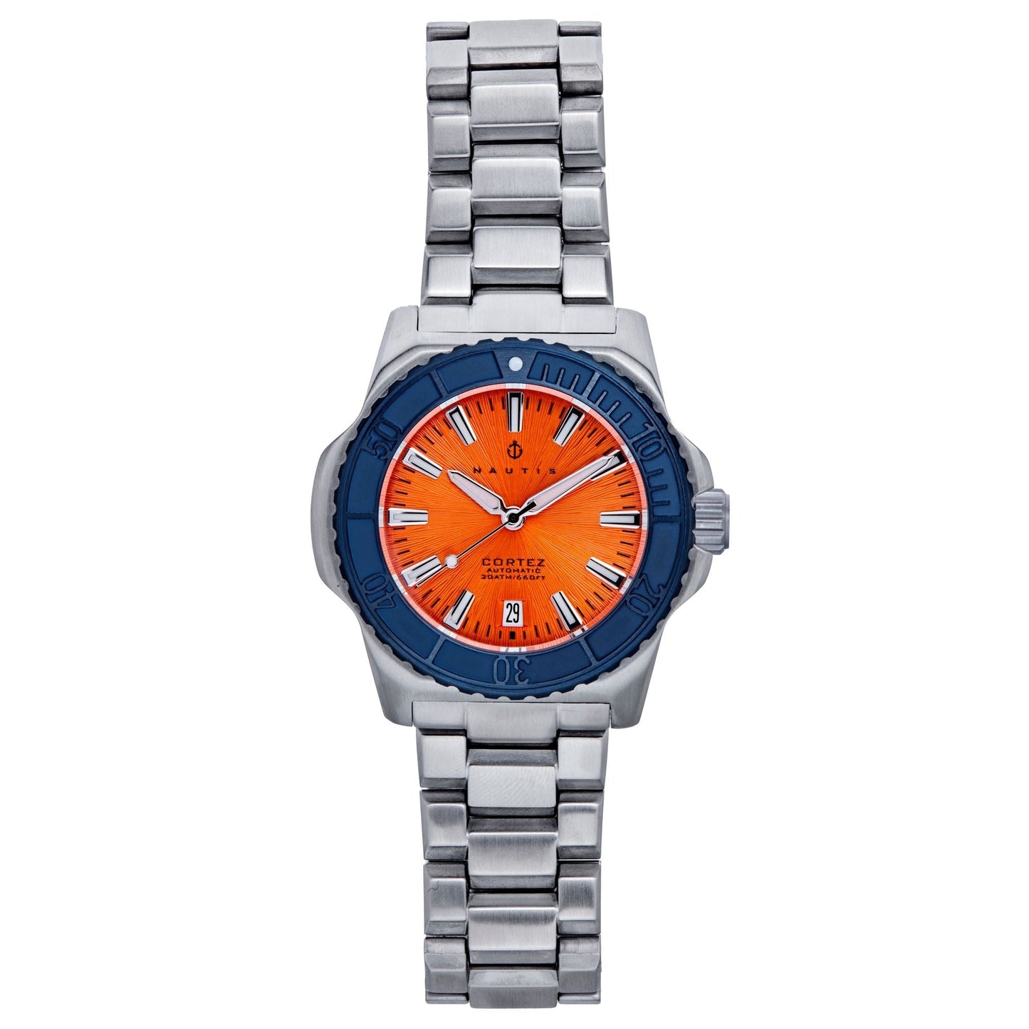 Nautis Cortez Automatic Bracelet Watch w/Date - Orange/Navy - NAUN102-5