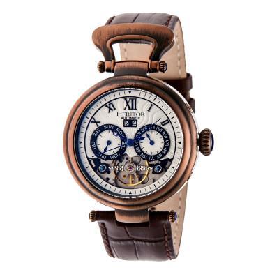 Heritor Automatic Ganzi Semi-Skeleton Leather-Band Watch - Ruumur