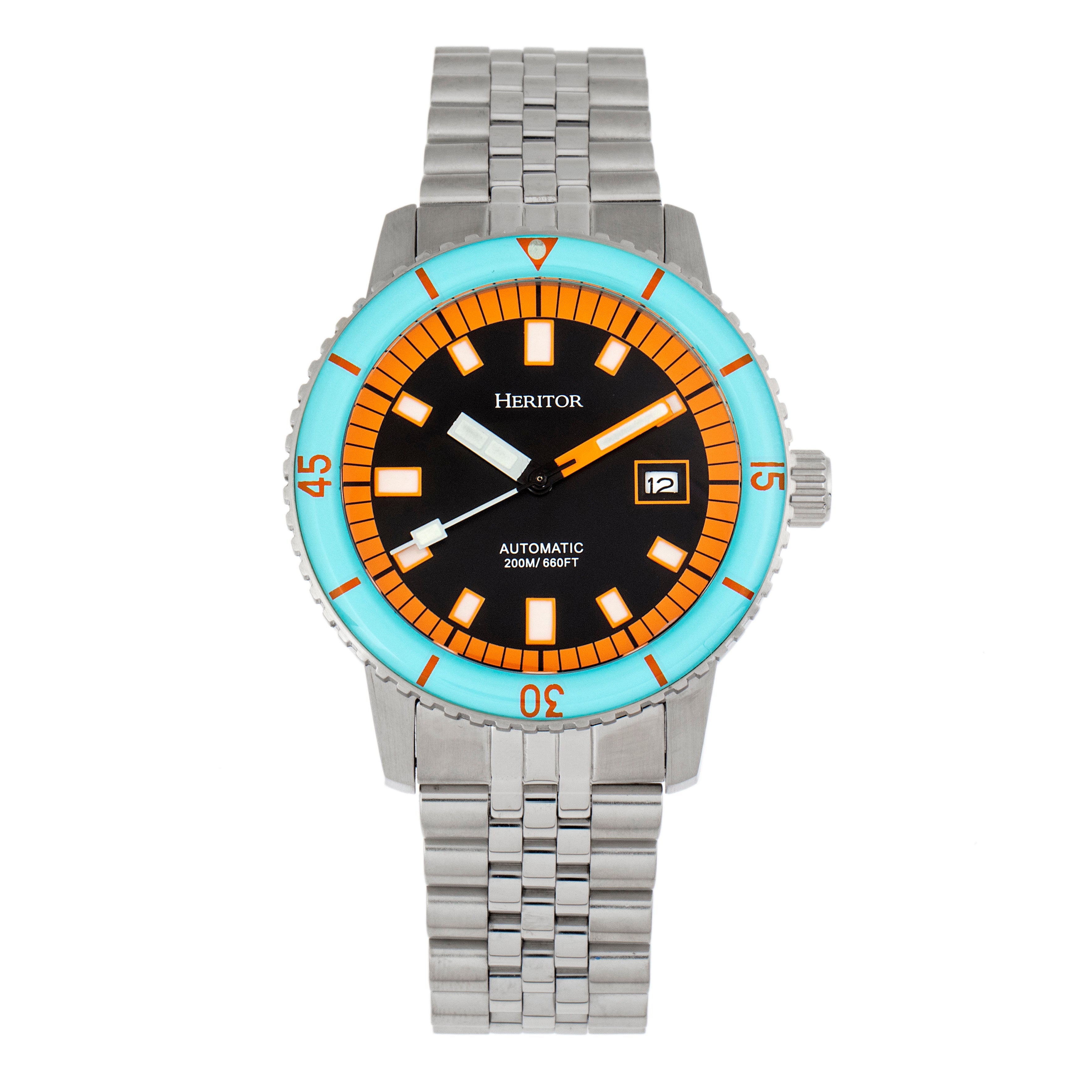 Heritor Automatic Edgard Bracelet Diver's Watch w/Date - Light Blue/Black - HERHR9102