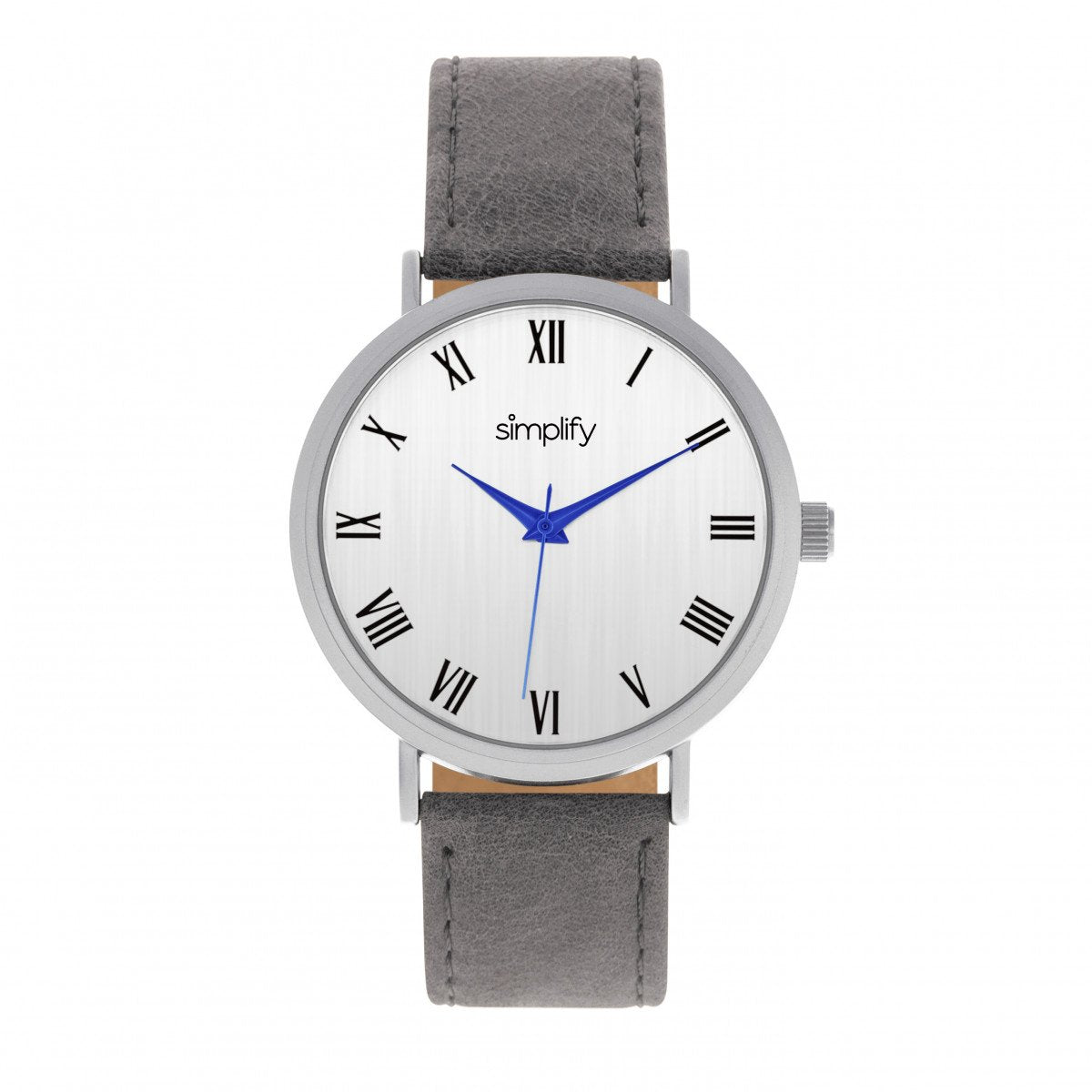 Simplify The 2900 Leather-Band Watch - Silver/Charcoal - SIM2902