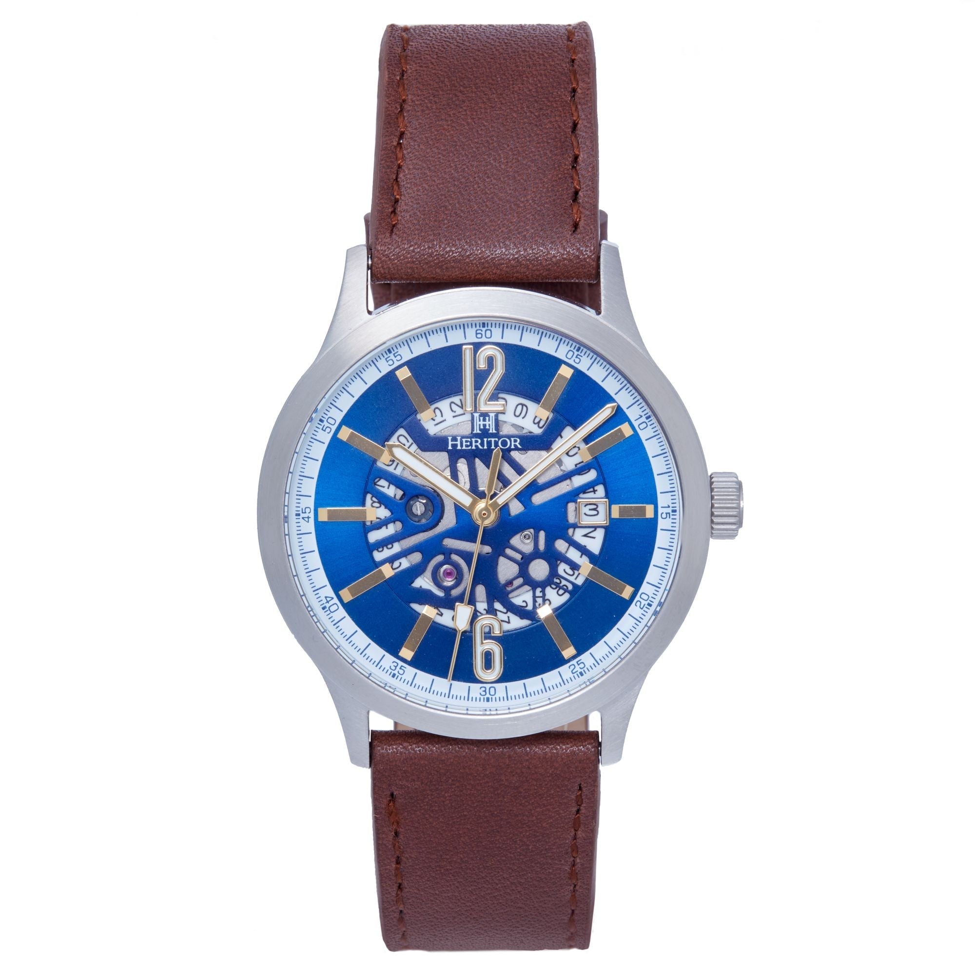 Heritor Automatic Dayne Leather-Band Watch w/Date - Navy/White - HERHS2603