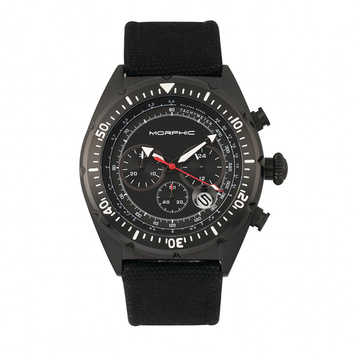 Morphic M53 Series Chronograph Fiber-Weaved Leather-Band Watch w/Date - Black - MPH5305