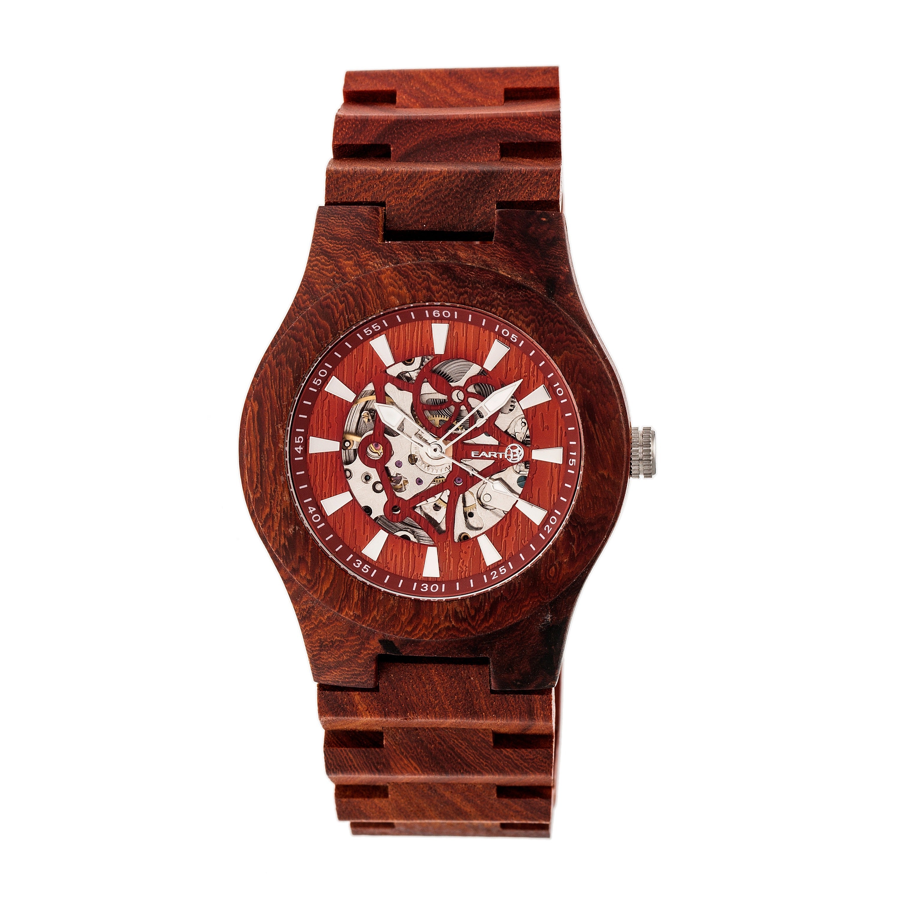 Earth Wood Gobi Automatic Skeleton Bracelet Watch - Red - ETHEW4303