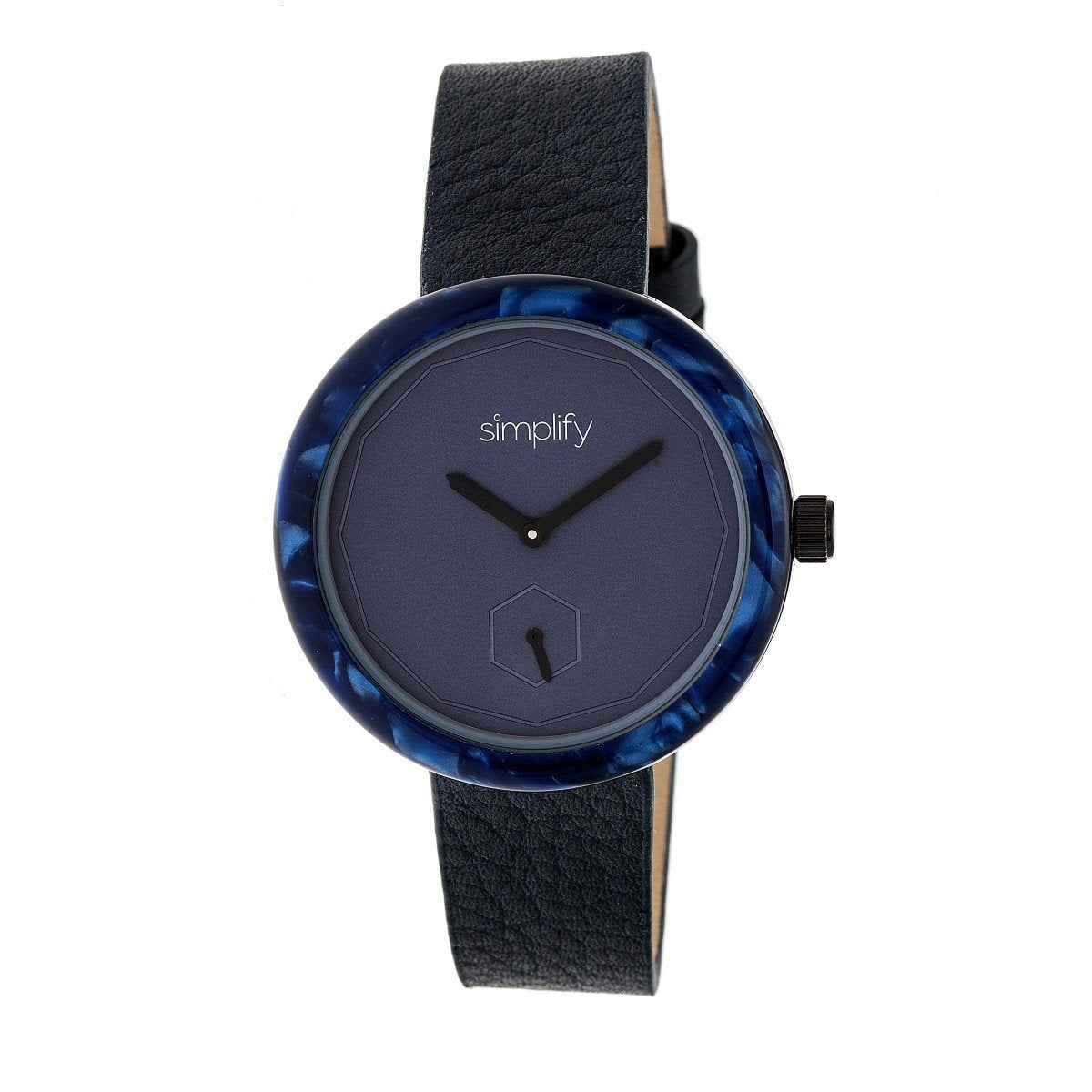 Simplify The 3700 Leather-Band Watch - Black/Navy - SIM3704