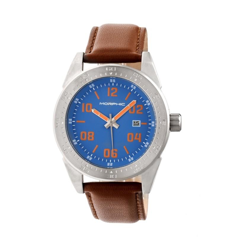 Morphic M63 Series Leather-Band Watch w/Date