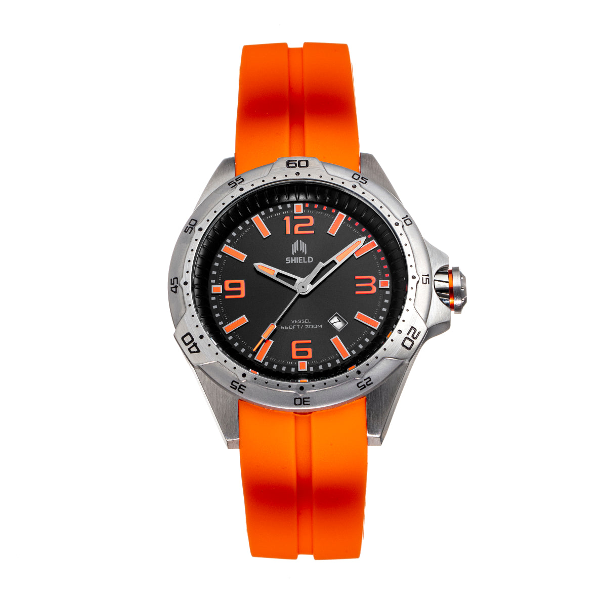 Shield Vessel Strap Watch w/Date - Orange - SLDSH112-2