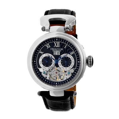 Heritor Automatic Ganzi Semi-Skeleton Leather-Band Watch - Ruumur