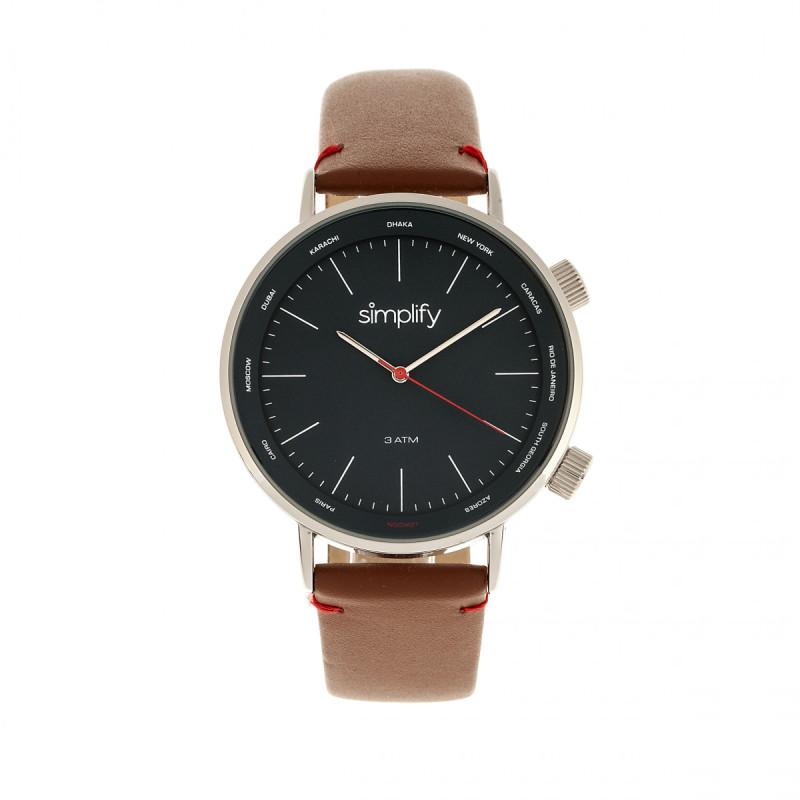 Simplify The 3300 Leather-Band Watch