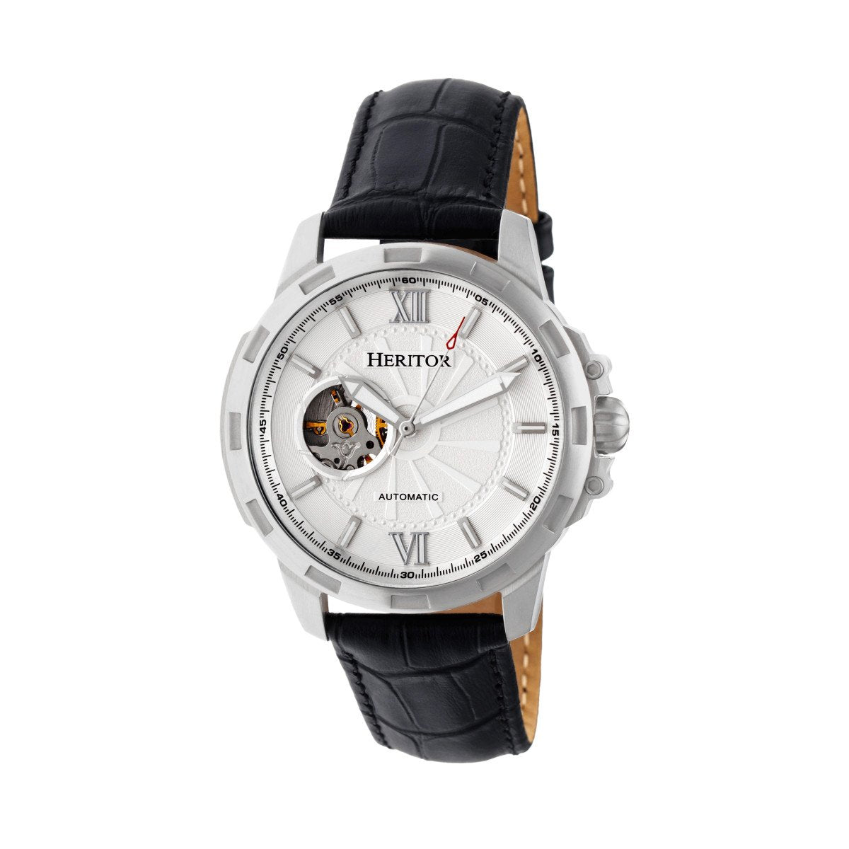 Heritor Automatic Bonavento Semi-Skeleton Leather-Band Watch - Silver - HERHR5601