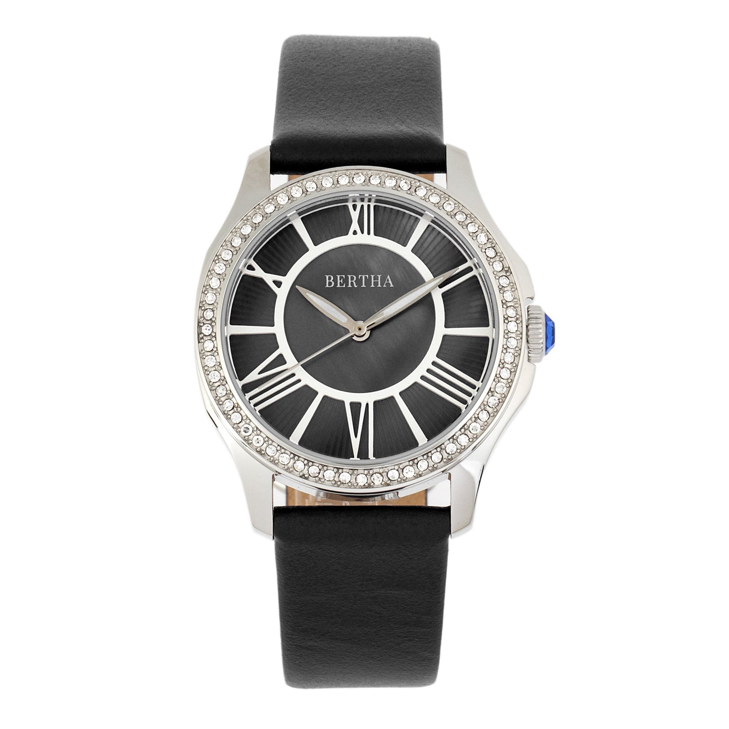 Bertha Donna Mother-Of-Pearl Leather-Band Watch - Black - BTHBR9801