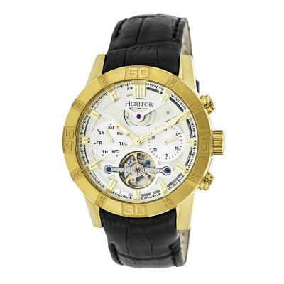 Heritor Automatic Hannibal Semi-Skeleton Leather-Band Watch - Ruumur