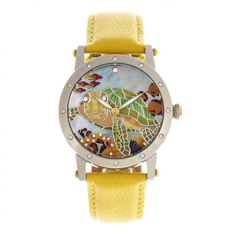 Bertha Chelsea MOP Leather-Band Ladies Watch