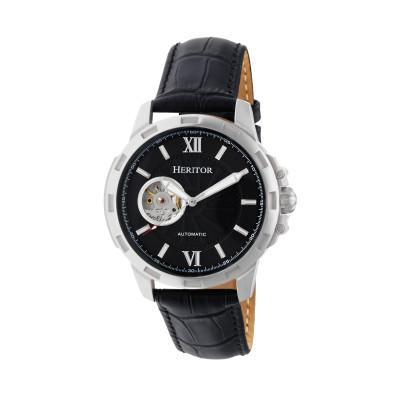 Heritor Automatic Bonavento Semi-Skeleton Leather-Band Watch