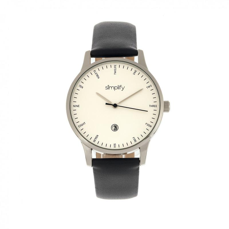 Simplify The 4300 Leather-Band Watch w/Date