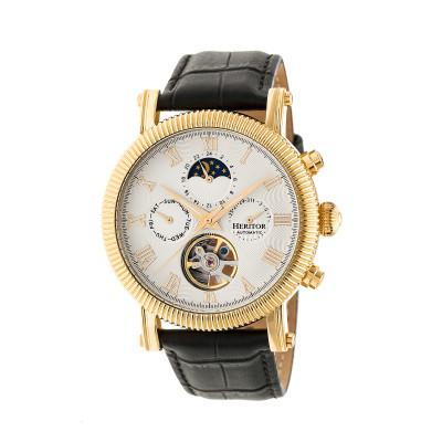 Heritor Automatic Winston Semi-Skeleton Leather-Band Watch - Ruumur