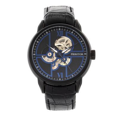 Heritor Automatic Sanford Semi-Skeleton Leather-Band Watch - Ruumur