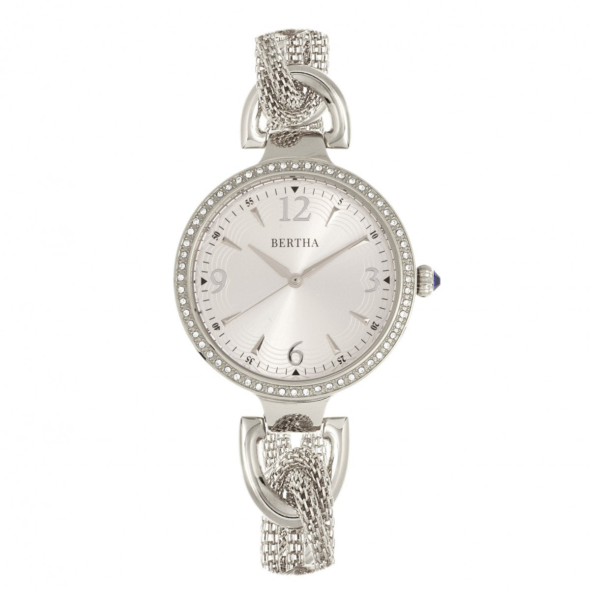 Bertha Sarah Chain-Link Watch w/Hanging Charm - Silver - BTHBR8901