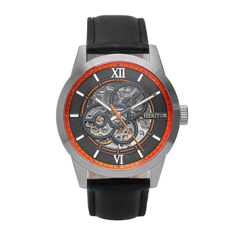 Heritor Automatic Jonas Leather-Band Skeleton Watch - Ruumur