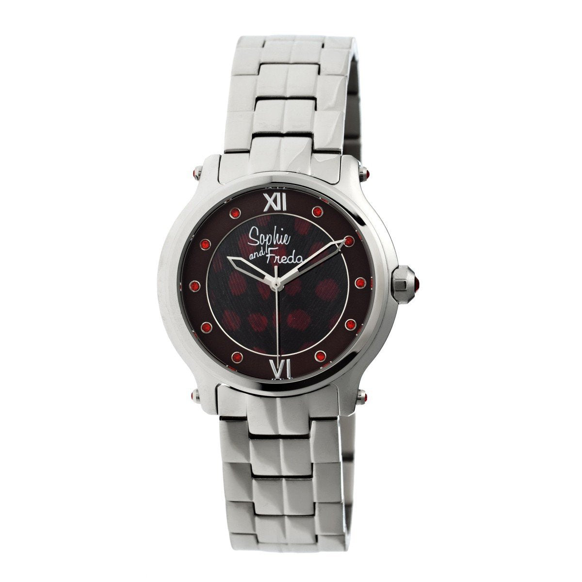 Sophie & Freda Siena Ladies Bracelet Watch - Silver/Red - SAFSF2602