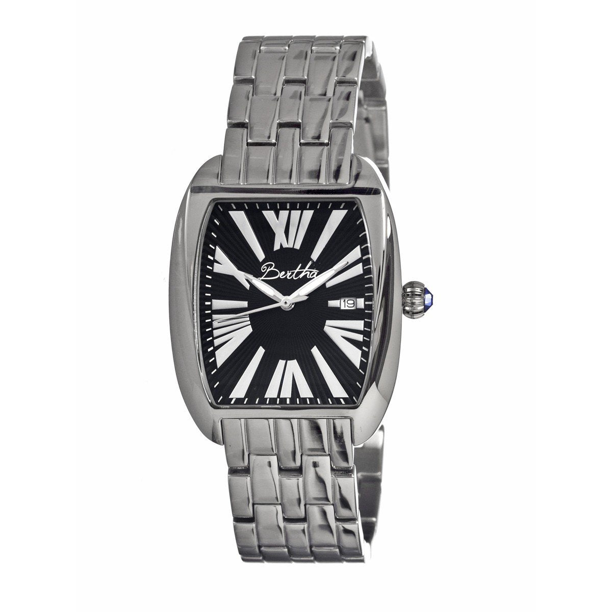 Bertha Anastasia Ladies Bracelet Watch w/Date - Silver/Black - BTHBR1302