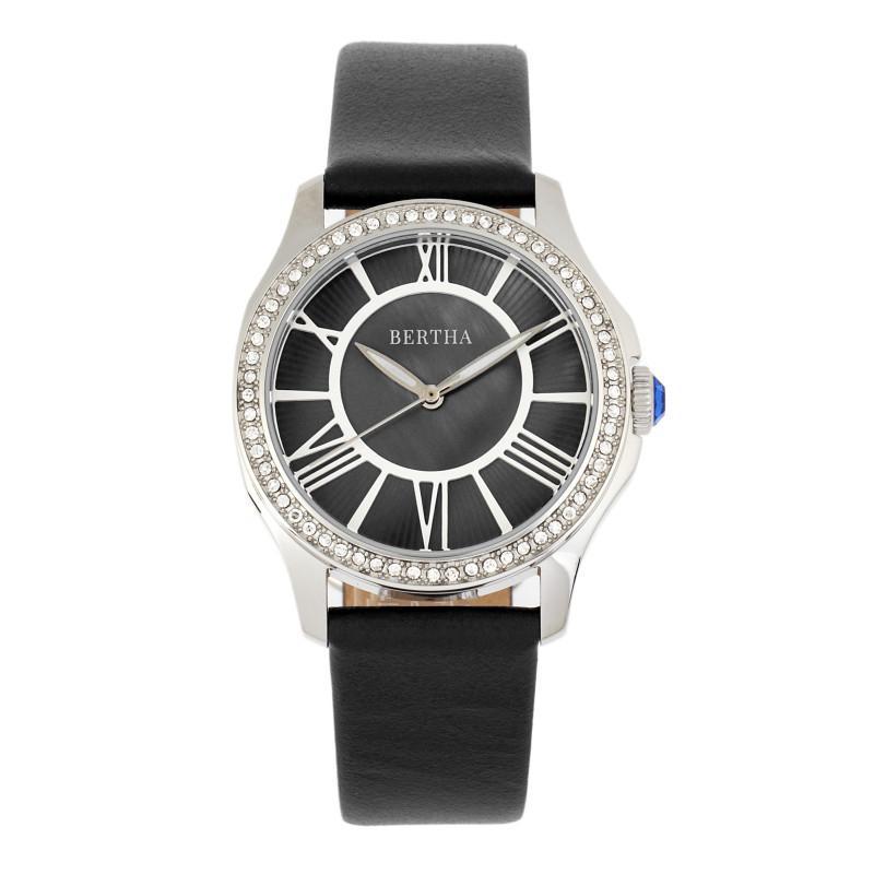 Bertha Donna Mother-of-Pearl Leather-Band Watch