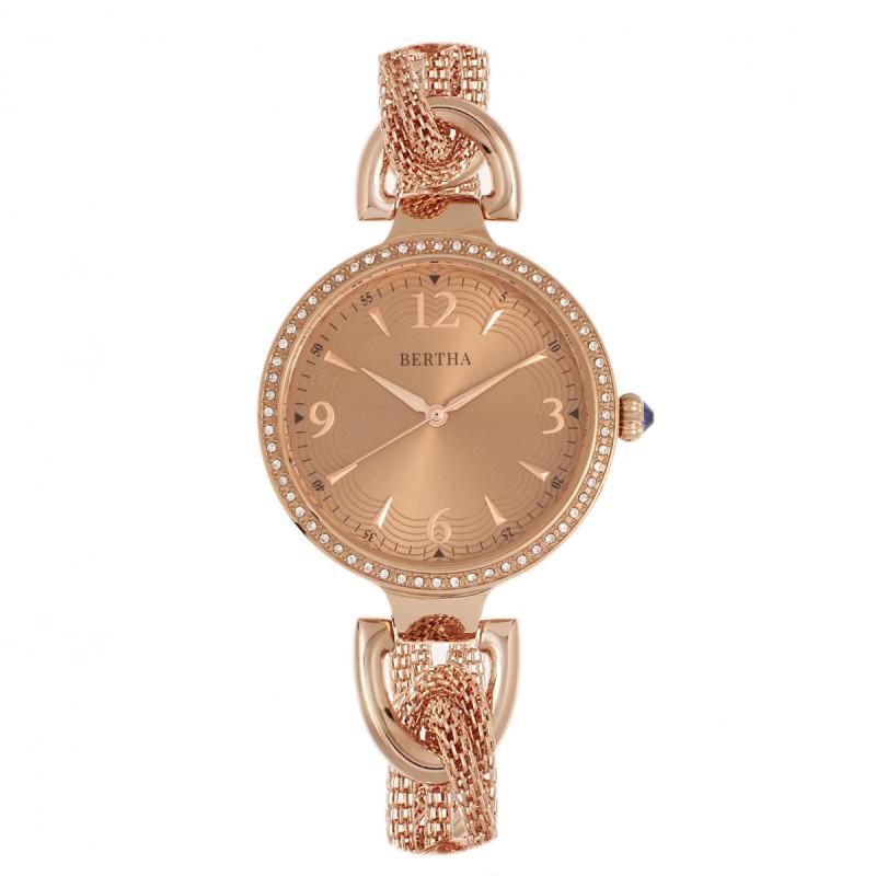 Bertha Sarah Chain-Link Watch w/Hanging Charm