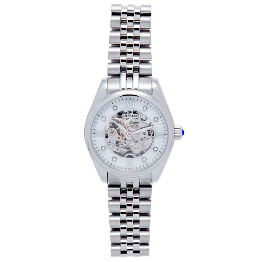 Empress Magnolia Automatic MOP Skeleton Dial Bracelet Watch - Silver - EMPEM3601