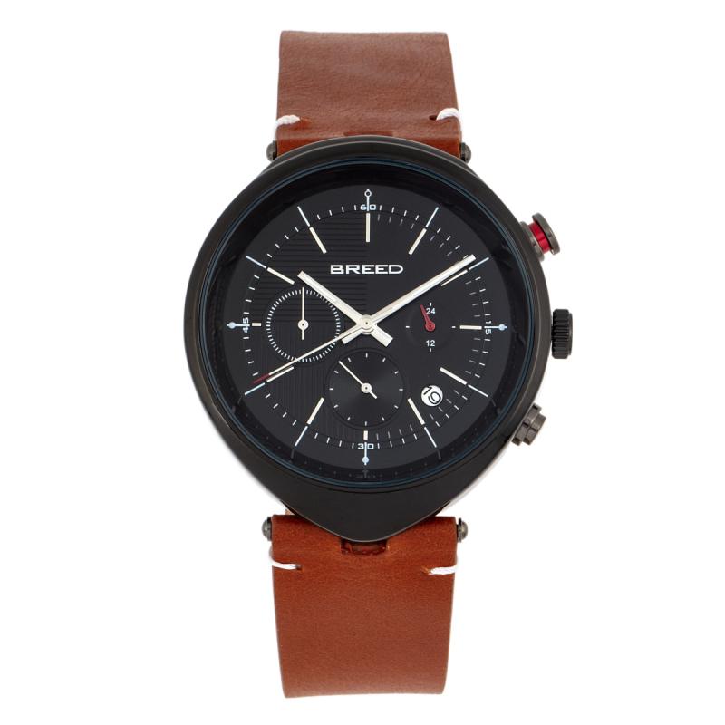 Breed Tempest Chronograph Leather-Band Watch w/Date