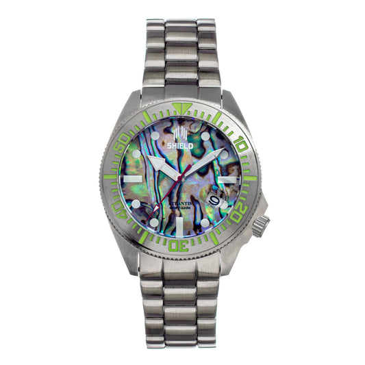 Shield Atlantis Abalone Bracelet Watch w/Date - Silver - SLDSH108-1