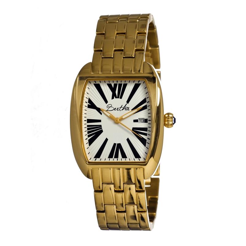 Bertha Anastasia Ladies Bracelet Watch w/Date - Gold/White - BTHBR1303