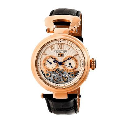 Heritor Automatic Ganzi Semi-Skeleton Leather-Band Watch - Ruumur