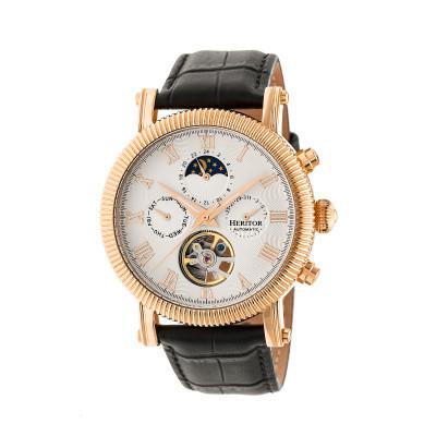 Heritor Automatic Winston Semi-Skeleton Leather-Band Watch - Ruumur