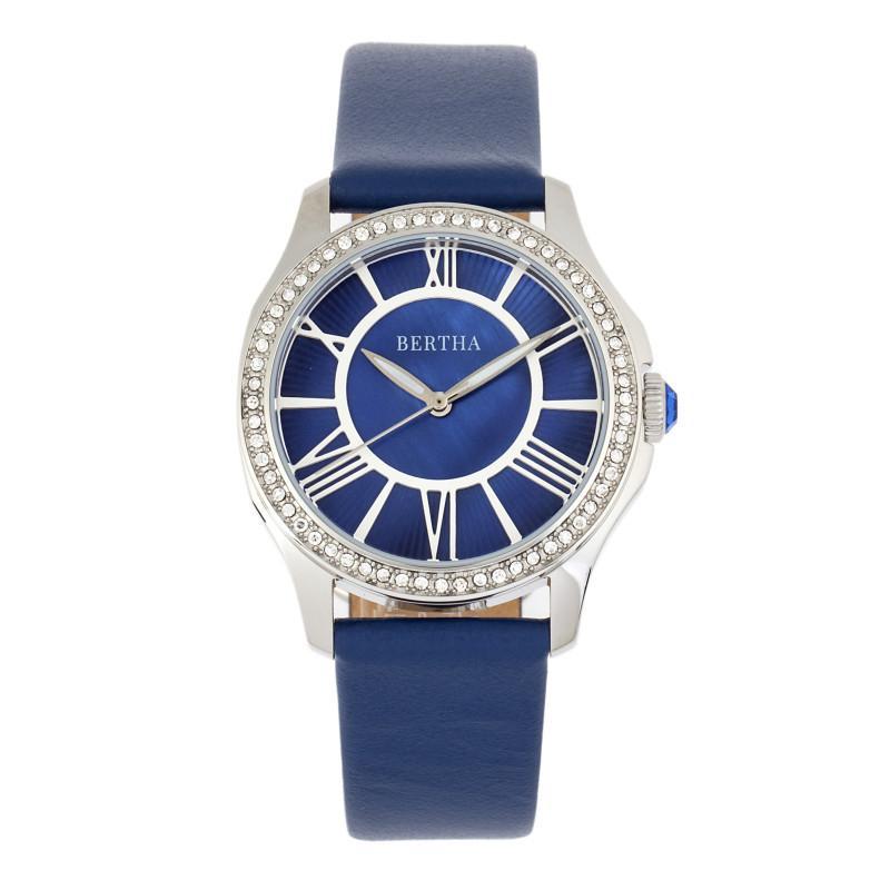 Bertha Donna Mother-of-Pearl Leather-Band Watch