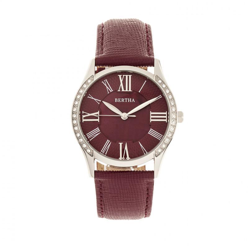 Bertha Sadie Mother-of-Pearl Leather-Band Watch