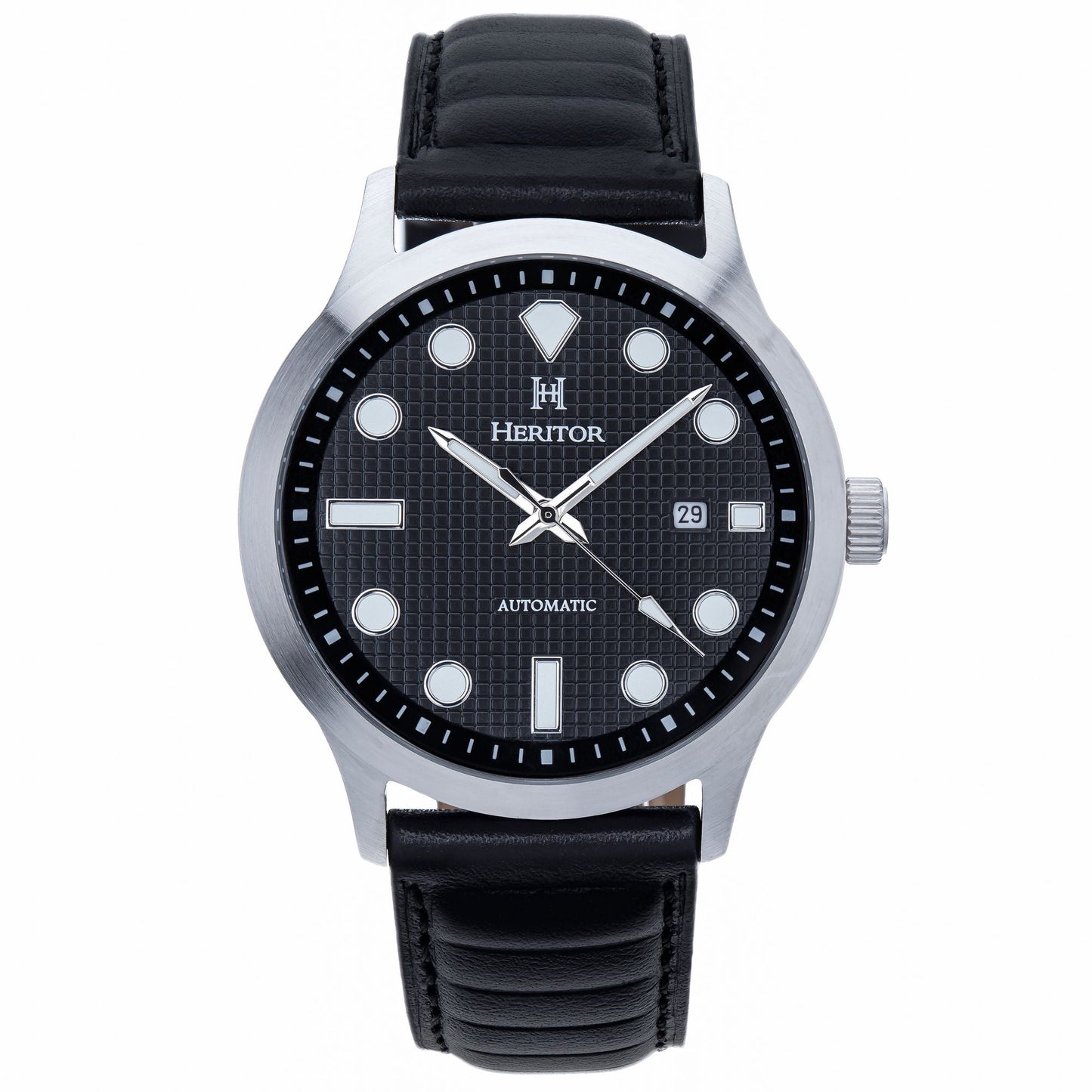 Heritor Automatic Bradford Leather-Band Watch w/Date - Black - HERHS1107