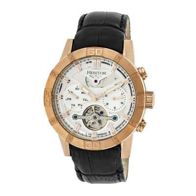 Heritor Automatic Hannibal Semi-Skeleton Leather-Band Watch - Ruumur