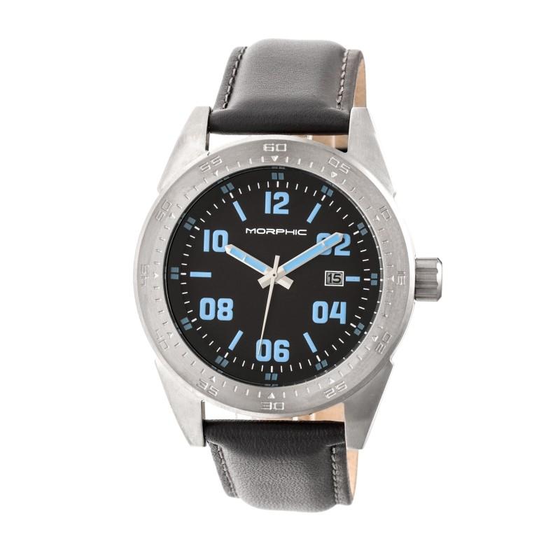 Morphic M63 Series Leather-Band Watch w/Date