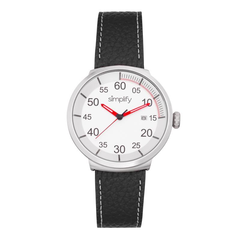 Simplify The 7100 Leather-Band Watch w/Date