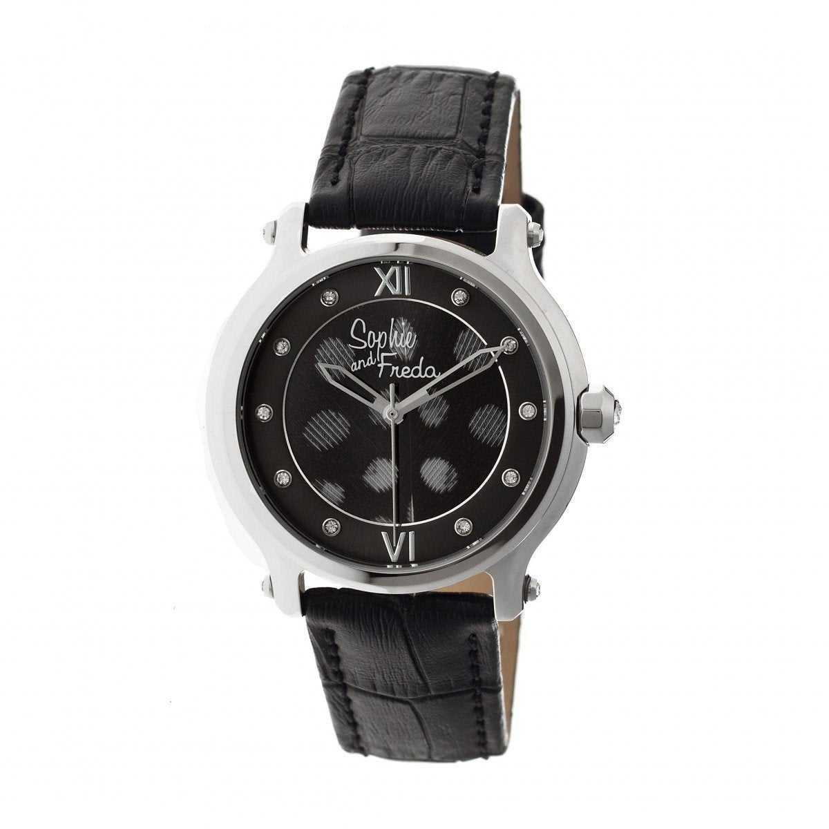 Sophie & Freda Siena Leather-Band Ladies Watch - Silver/Black - SAFSF2606