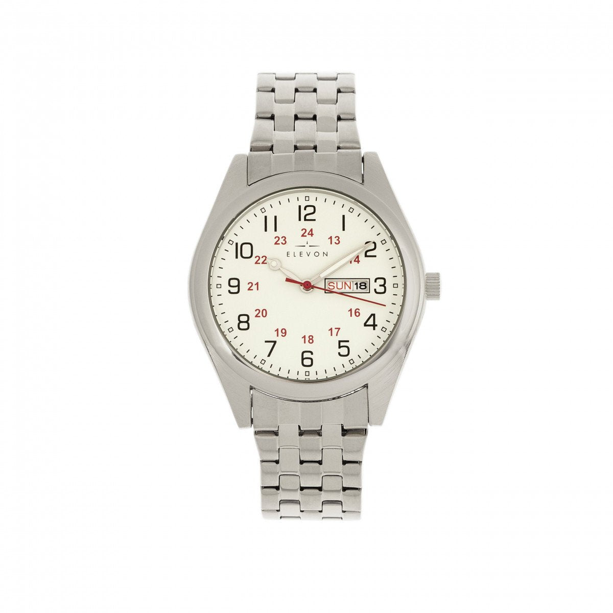 Elevon Gann Bracelet Watch w/Day/Date - Silver/White - ELE106-1