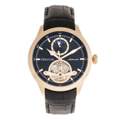 Heritor Automatic Gregory Semi-Skeleton Leather-Band Watch