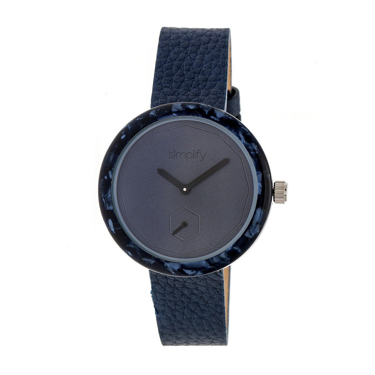 Simplify The 3700 Leather-Band Watch - Navy - SIM3705