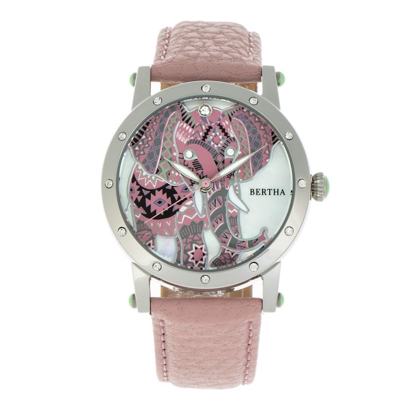 Bertha Betsy MOP Leather-Band Ladies Watch