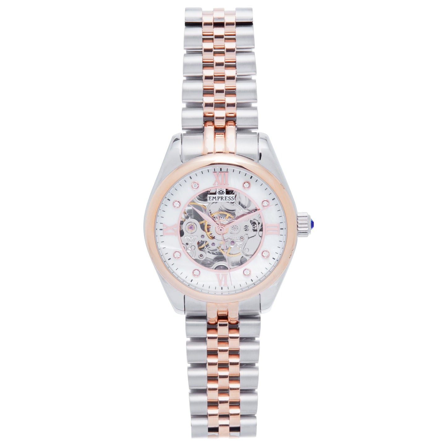 Empress Magnolia Automatic MOP Skeleton Dial Bracelet Watch - Silver/Rose Gold - EMPEM3602